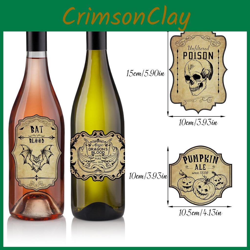 Halloween Vintage Wine Bottle Labels With Removable Stickers For Party Decor And Event Setup