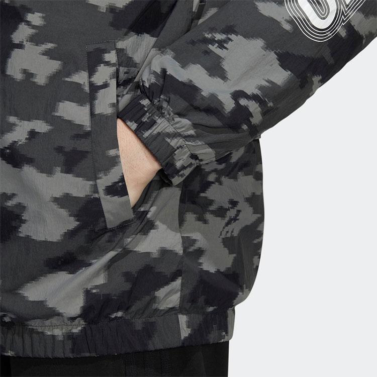 Adidas Neo Camouflage Letter Stripe Woven Sports Casual Hooded Jacket Men Jackets Black HC9707