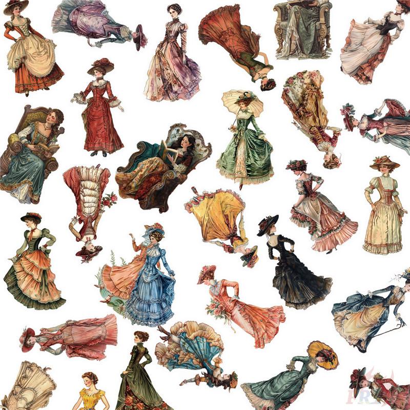 50Pcs/Set Retro Victorian Lady Series 01 PET Stickers Waterproof DIY Fashion Doodle Decals Stickers