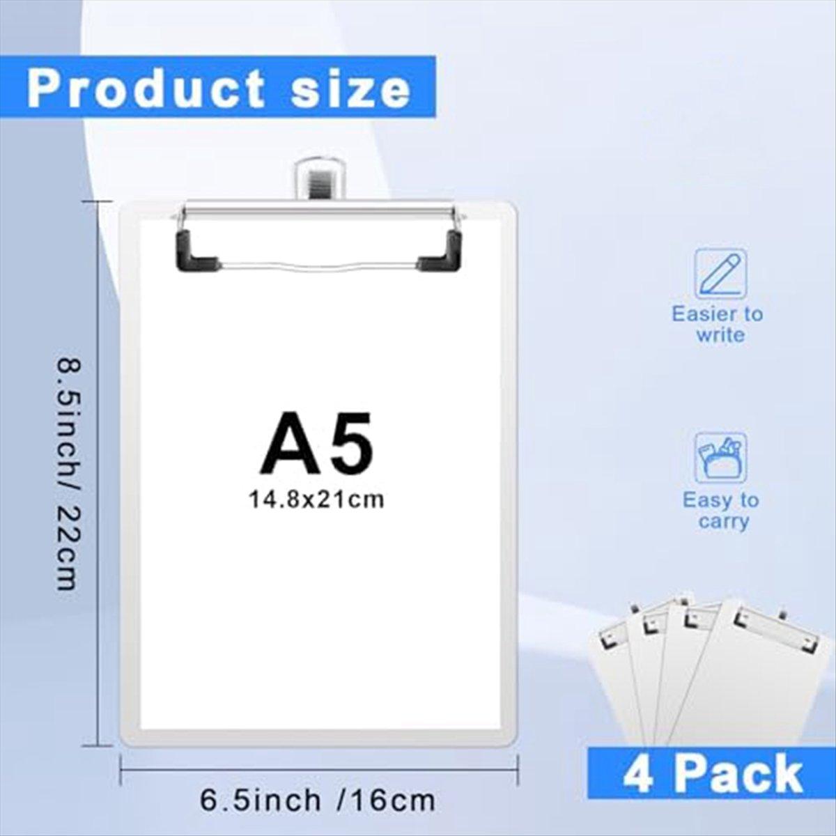 

BHBL 4-Pack Clipboards, A5 Size Clipboards with Pen Holder, Suitable for Offices, Restaurants, Schools and Laboratories China Mainland