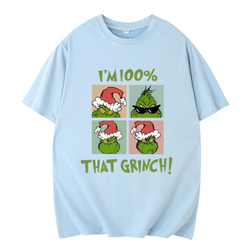 Fashion Men Women's T-shirt Christmas Green Monster Print O-Neck Pullover Casual Sweatshirt Kids Tees Top Clothing