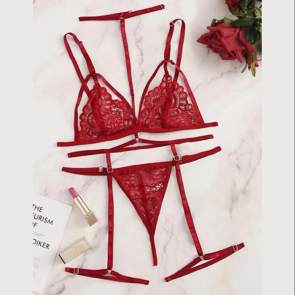 New Sexy Fashion Lace Lingerie Underwear Sleepwear Steel Ring Pajamas Garter Women Intimates Underwear Bra Panties Set Lingerie