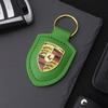 High Quality PU Leather Car Keychain Shield Alloy Keyring Pendant Gift For Porsche Cayenne Panamera Macan Boxster Cayman Sticker Mszh62