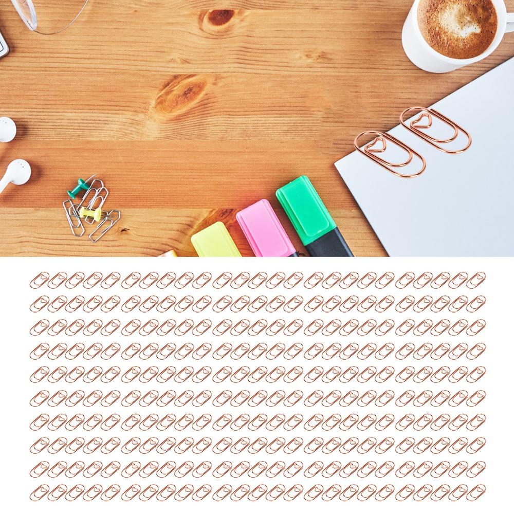 250Pcs 20*9mm Fancy Paperclips Rose Gold/Gold/Silver Electroplating Metal Small Paper Clips with Storage Box Mini Size