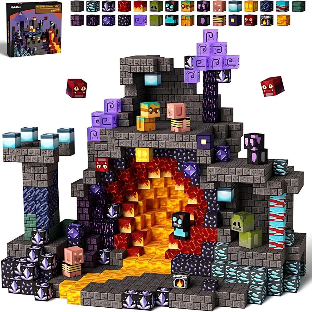 Creative magnetic building blocks Magma cave set ABS material creative construction games ideal Christmas birthday gifts