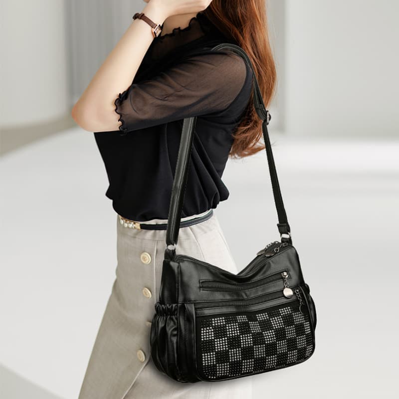 One shoulder messenger bag fashionable bright diamond retro