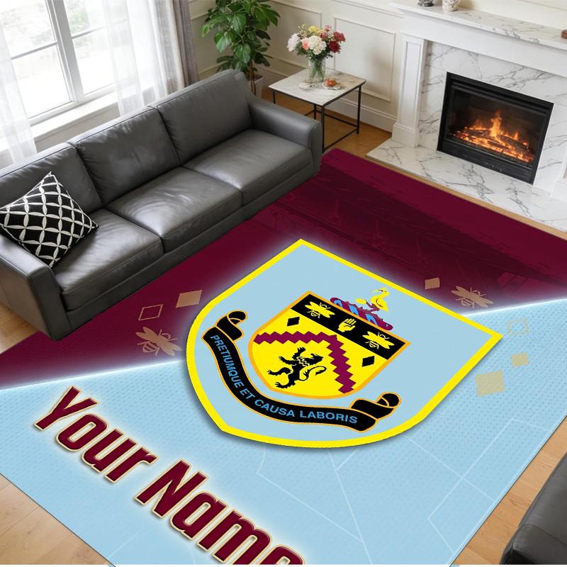 Crystal Velvet Rug Custom Name Text, Soft Non Slip Floor Mat Home DecorBurnley Football