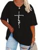 Faith Cross Graphic Black VNeck T-shirt