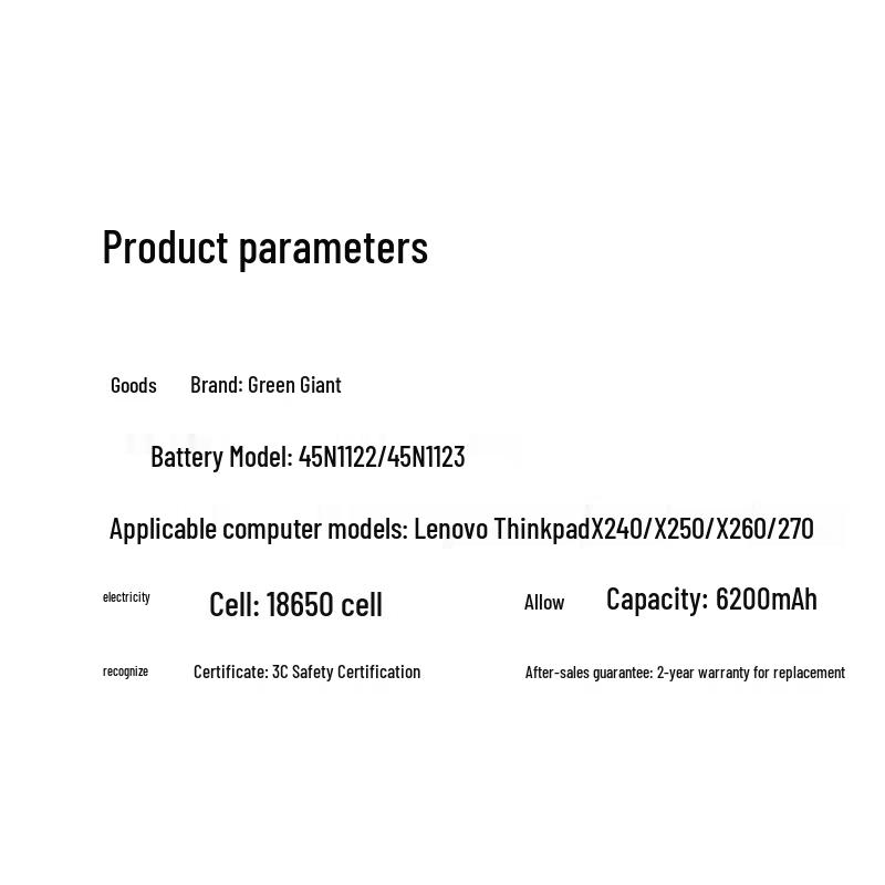 llano Laptop Battery for Lenovo ThinkPad X240, X250, X260