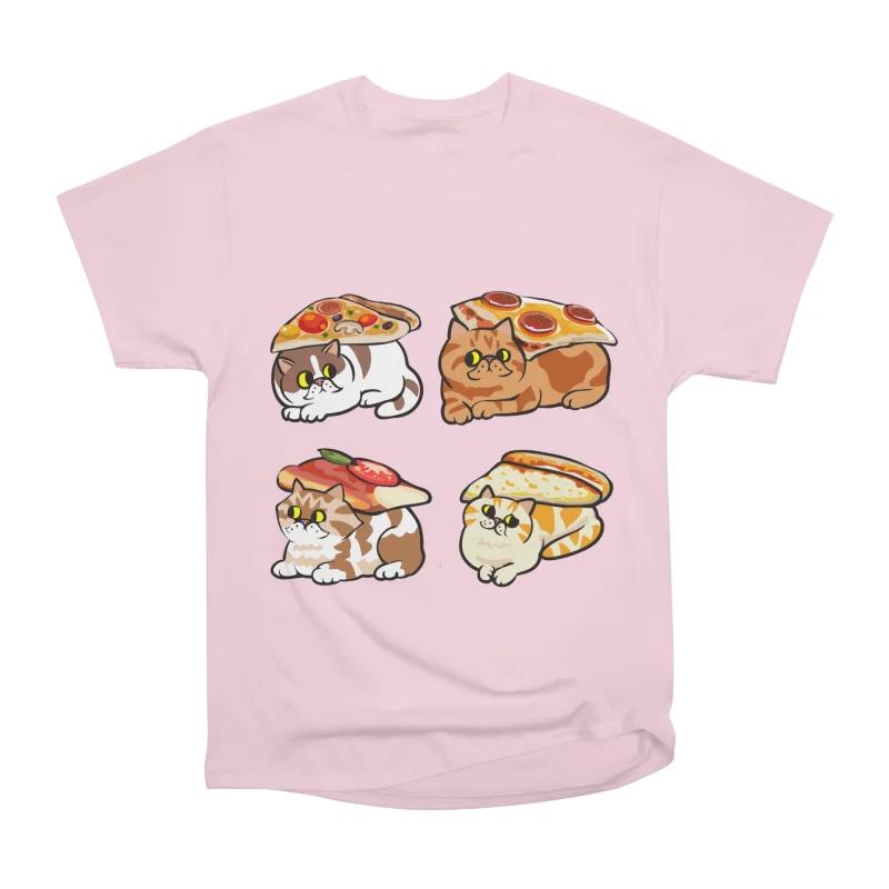 Men Casual Shirts Short Sleeves PIZZA PERSIAN CAT Pink Tees Oversized T-shirts S розовый 1770₽
