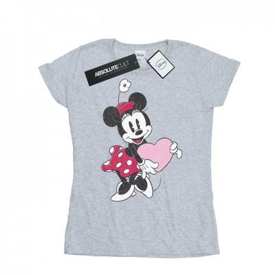 Damen/Damen Minnie Mouse Love Heart Baumwoll-T-Shirt