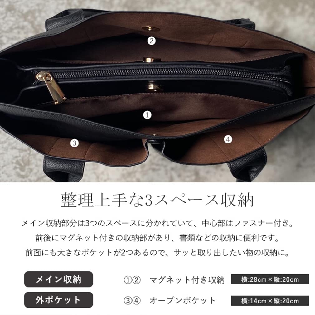 VITAFELICE Women's Front Pocket Tote Bag vsib-21c46p (Light Gray)