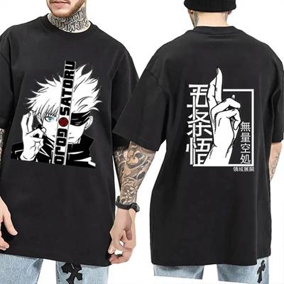 Anime T-shirt Cool Gojo Satoru Graphic Printing T-shirt Men's Fashion Casual Round Neck Short Sleeve Shirt Summer Sport Shirt