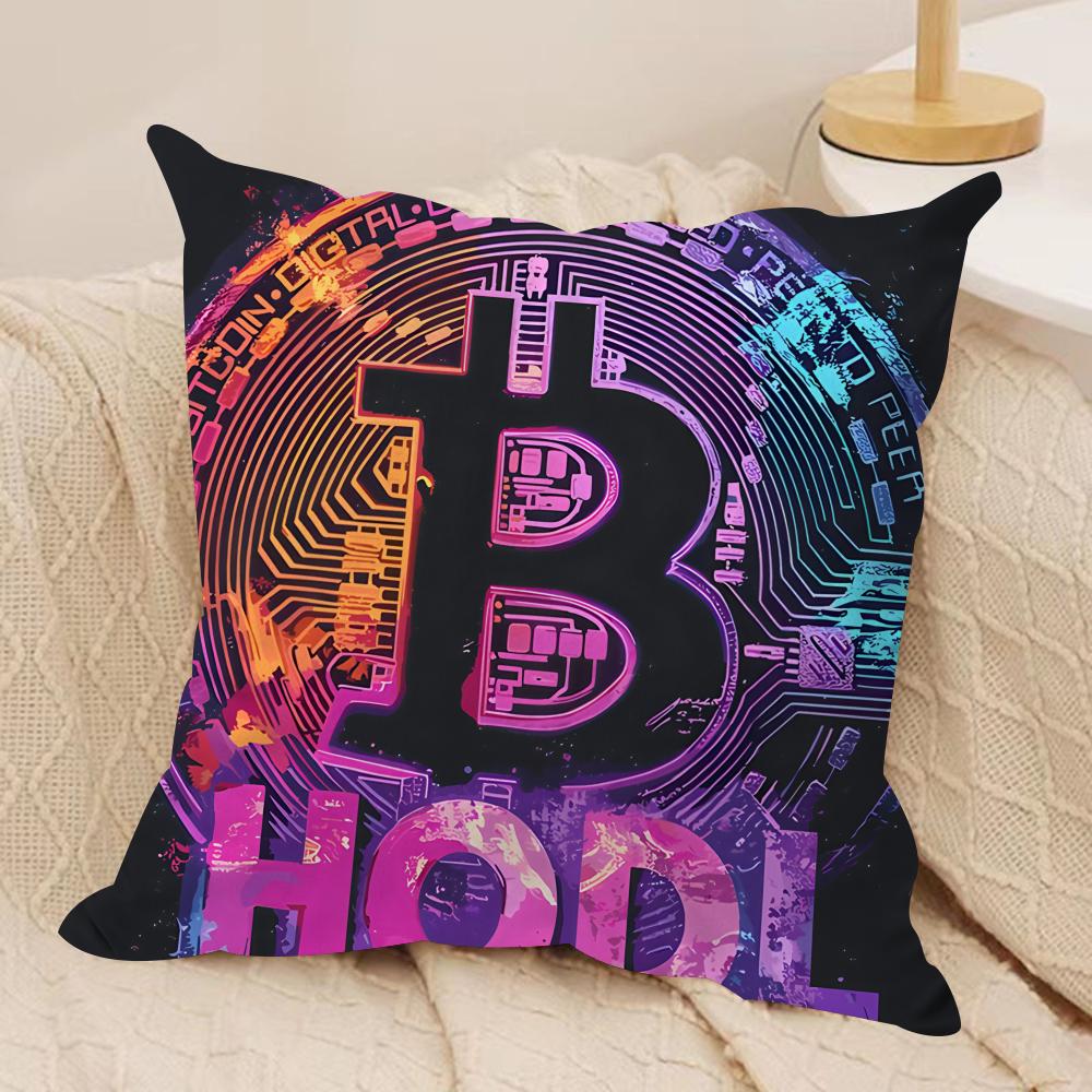 Cool Bitcoin Fashion Luxury Cushion Cover Silky Short Plush Invisible Zipper Dustproof Sofa Pillow Case For Home Decor