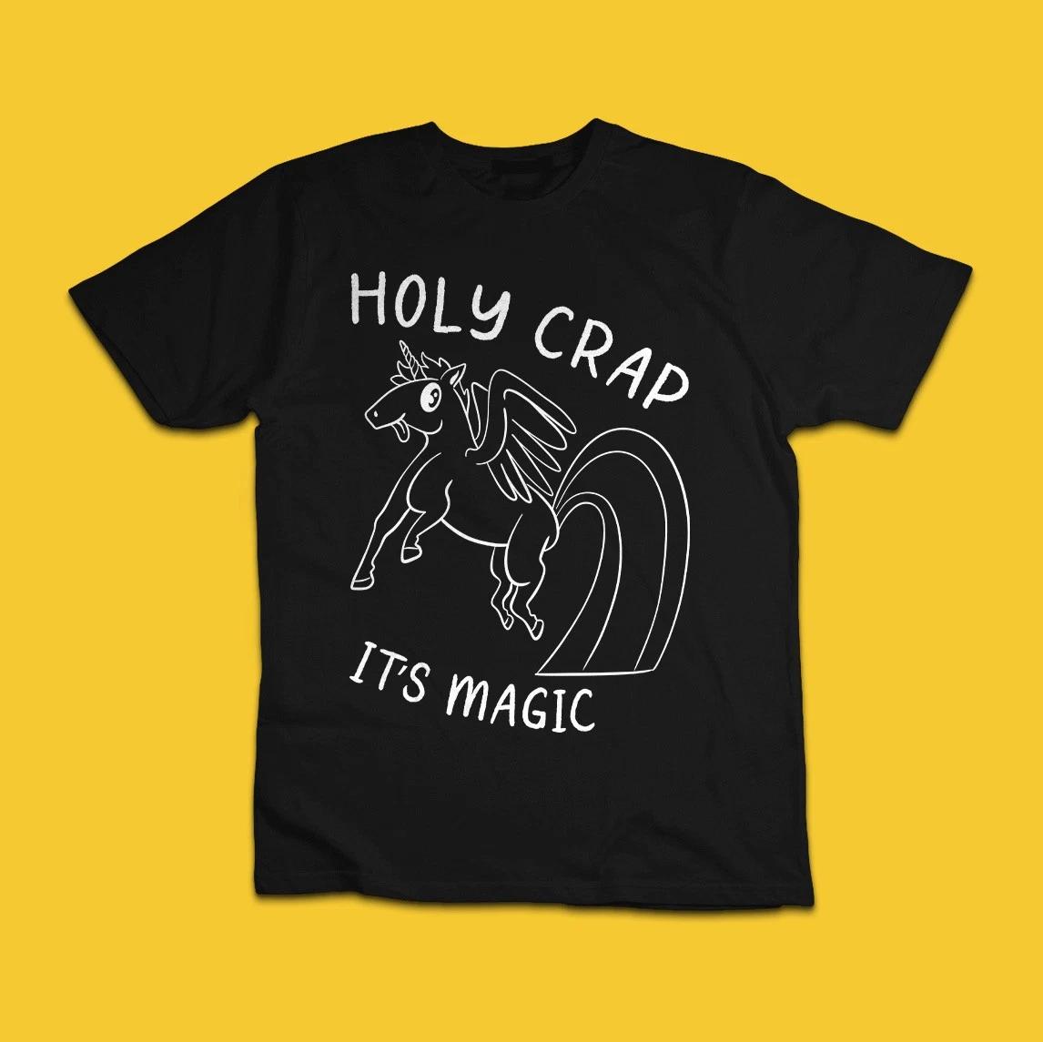 Funny Holy Crap It s Magic Unicorn Graphic T-Shirt 2XL