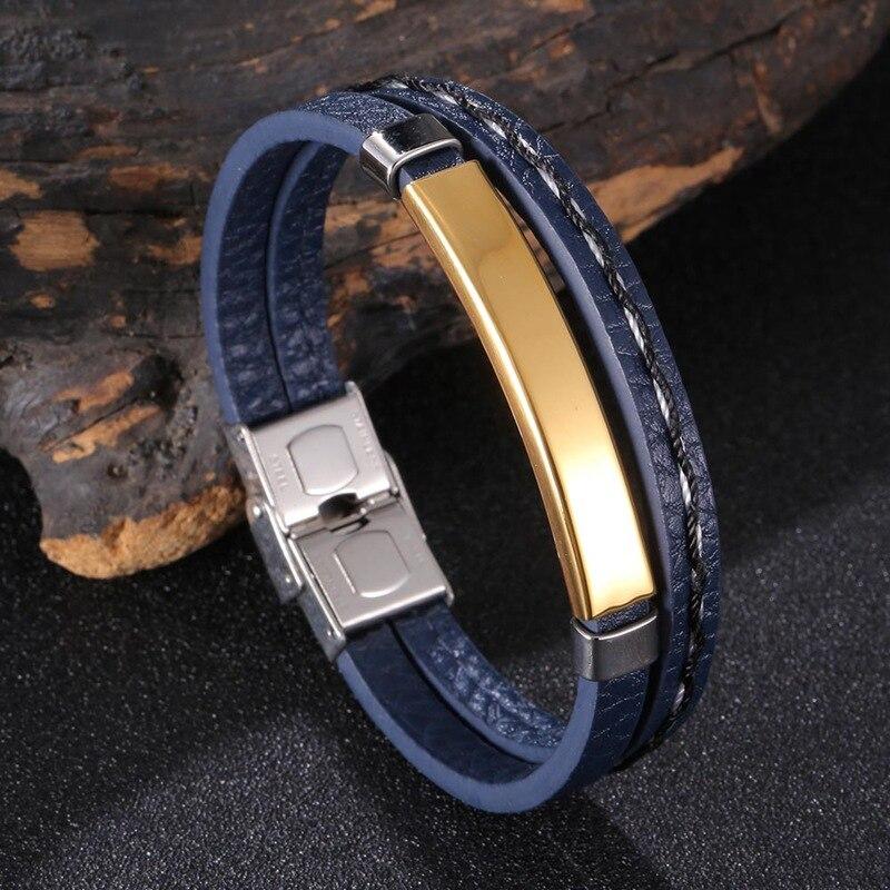 MultiLayer Combination Accessory Stainless Steel Men's Leather Bracelet Fashion Man Jewelry HipHop Rock Jewelry