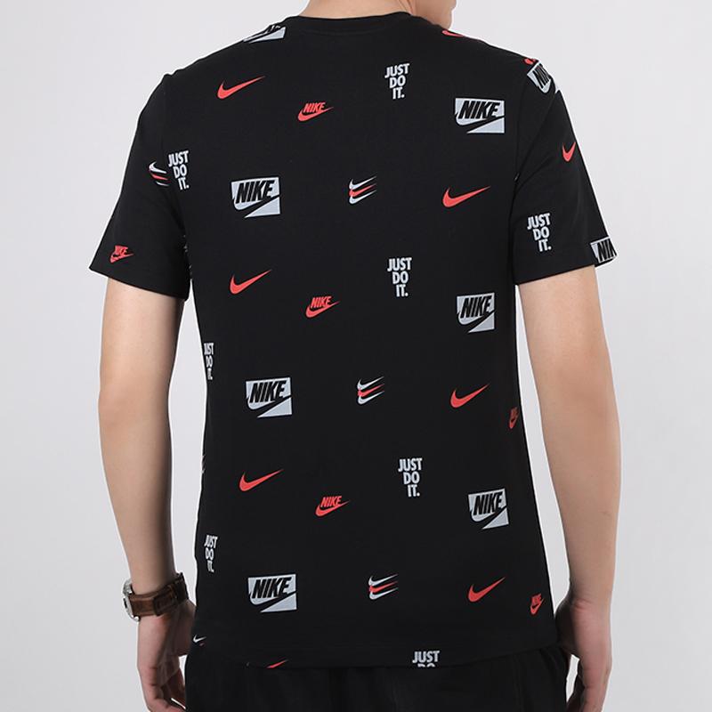 Nike All-Over Logo Print Casual Sport Short Sleeve T-Shirt Men Tops Black CV8963-010