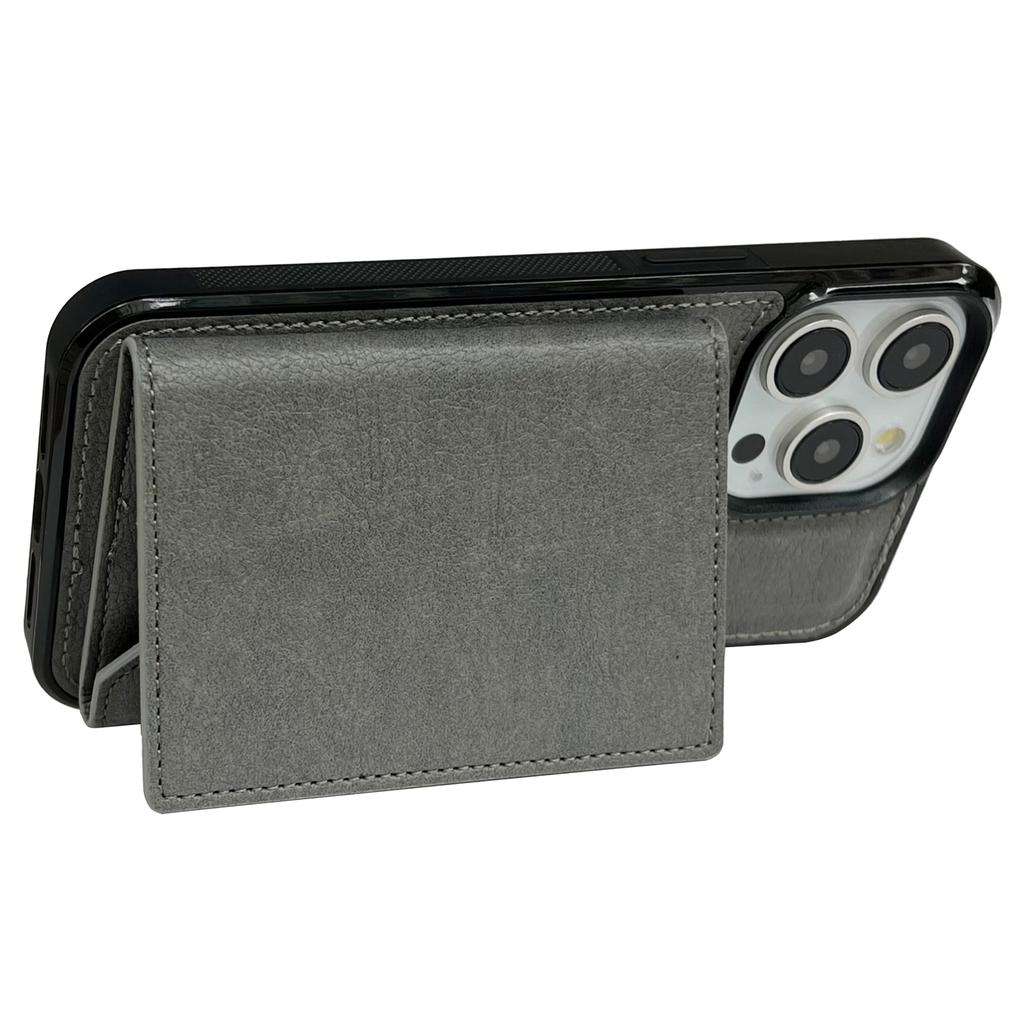 For iPhone 14 Pro Max Kickstand Case PU+TPU Phone Cover Detachable Card Bag