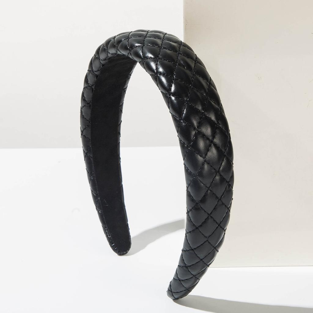 Autumn Winter Fabric Wide Edge Leather Trendy Cool Style Headband High-end Versatile Light Luxury Hair Accessories for Women