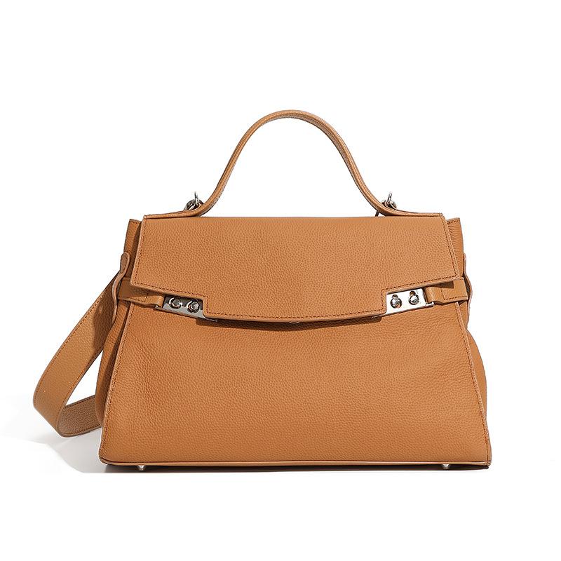 

2025 New Genuine Leather Bag Women Fashionable Elegant Handbag Simple Casual Large Capacity Single Shoulder Women s 32.5x11.5x23 золотисто-коричневый