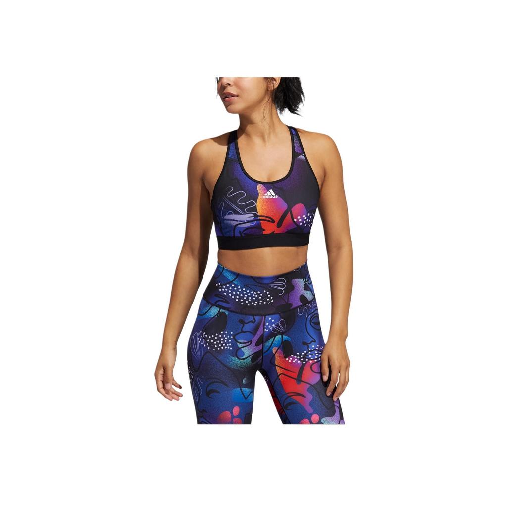 Adidas Drst Jem Artist Collaboration Series U-Shaped Medium Intensity Fitted Pullover Sports Bra Women Underwear Multicolor Print White GL4364