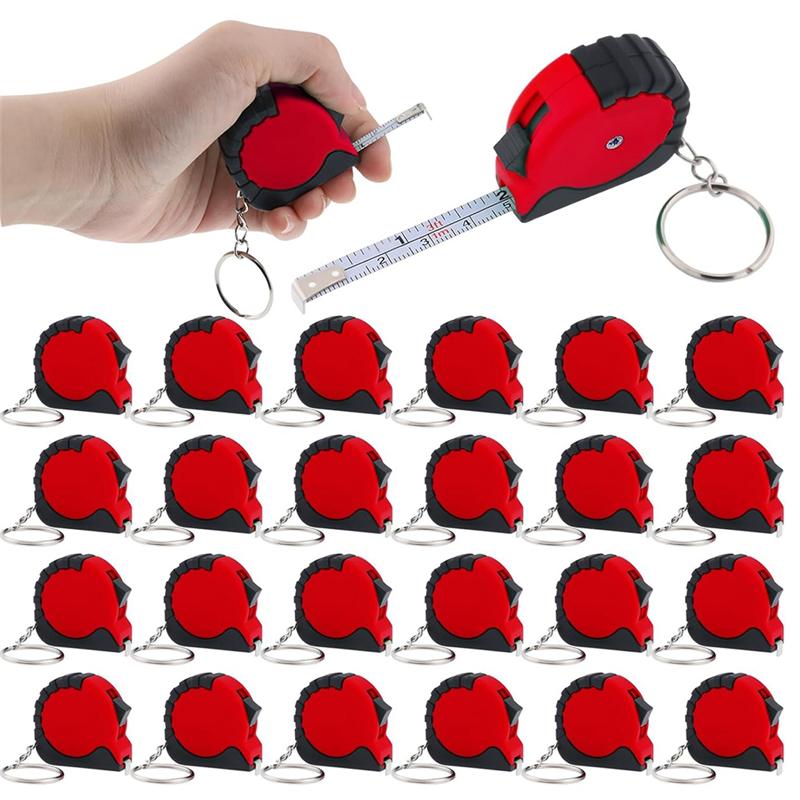 AS60-Mini Tape Measure Keychain Set, 3 Ft Retractable, 24 Pieces, Pocket Size With Lock