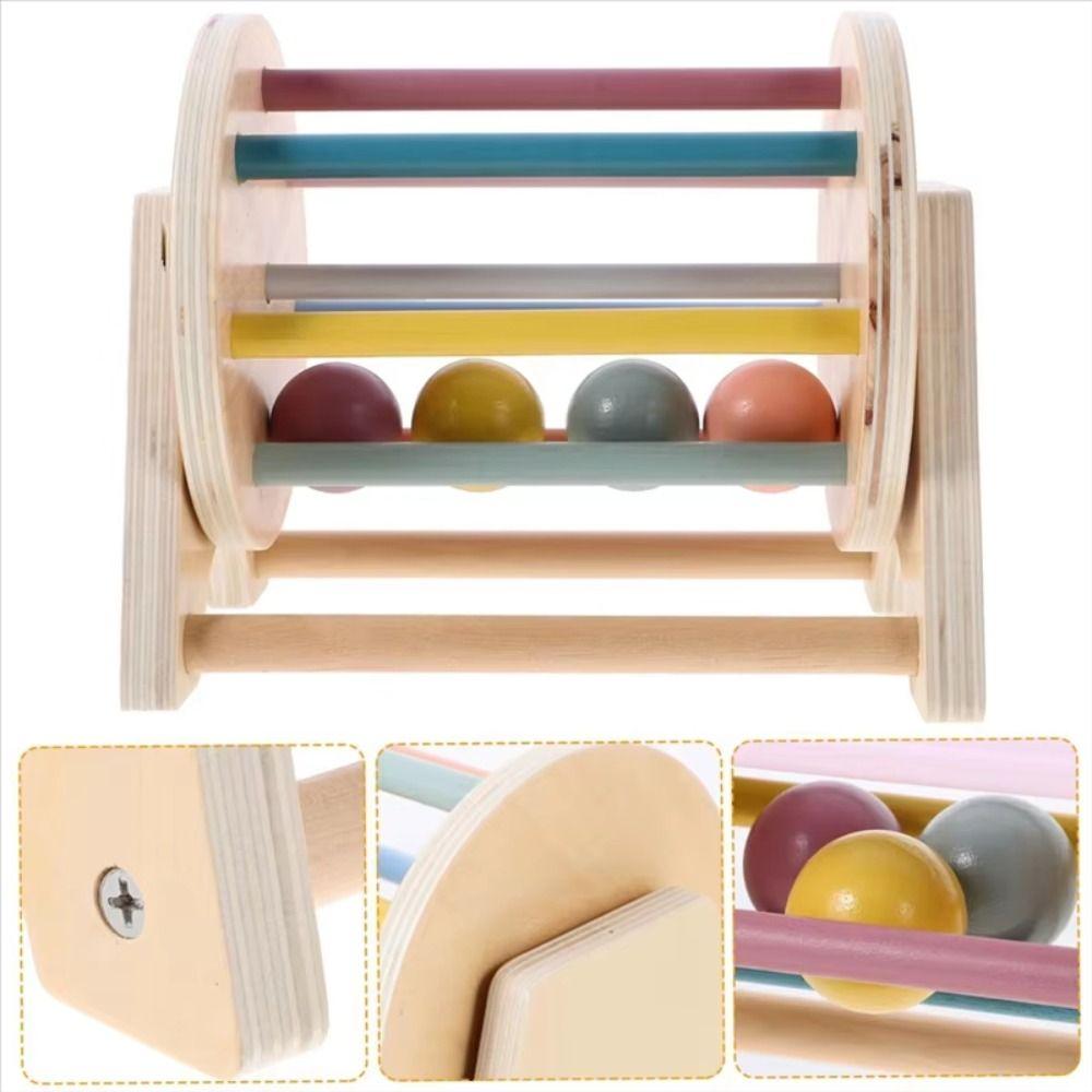 Montessori Rainbow Spinning Drum Color Shape Cognition Ball Busy Drum Toy Boys Toys