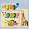 Baby Toys Wooden Puzzle Cute Animals Shape Matching 3D Puzzle Board Game Wooden Montessori Toys For Children Gifts