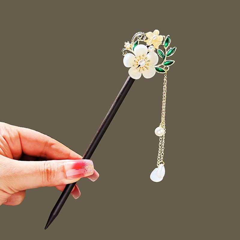 Nouveau Style Chinois Éventail Banane Gland Bâton à Cheveux Gland Fleur Costume Ancien Hanfu Vintage Accessoires Bâton à Cheveux Bombé Cadeaux