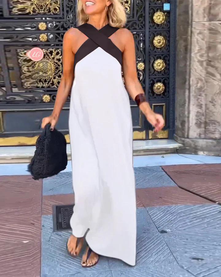 2025 Summer Sexy Backless Cross Long Dress for Women