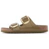 (WMNS) Arizona Big Buckle Natural Leather Patent Narrow Fit Sandals 'High Shine Mud Green' Women's 1024257