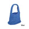 Women Woven Bucket Bag Mesh Hollow Bags with Leather Bottom Organizer Container Handbag for Summer Outdoor Picnic Shopping