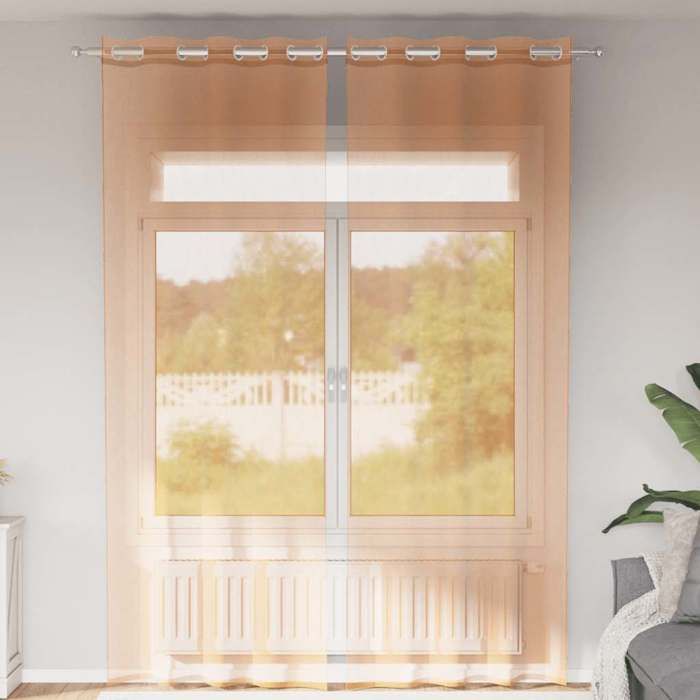 VidaXL Rideaux en voile avec œillets 2 pcs terre cuite, rideau en filet, rideau transparent, voile de fenêtre, traitement de 4102141