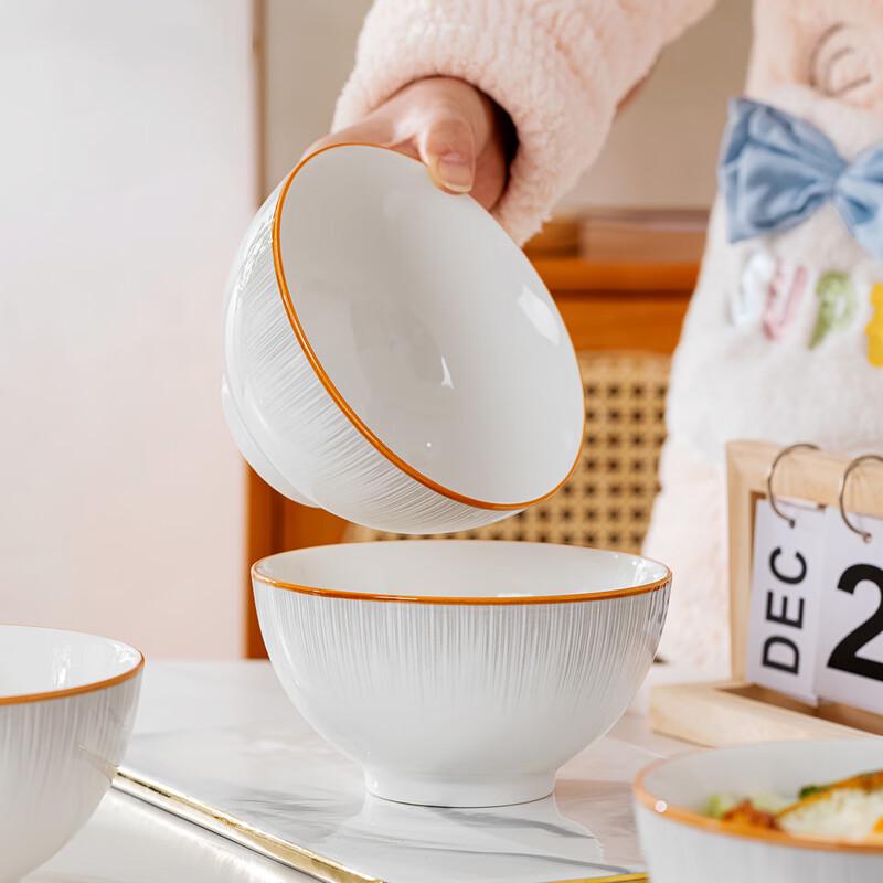 Jingdezhen Ceramic Noodle Bowl Set - 6-inch Underglaze Nordic Style