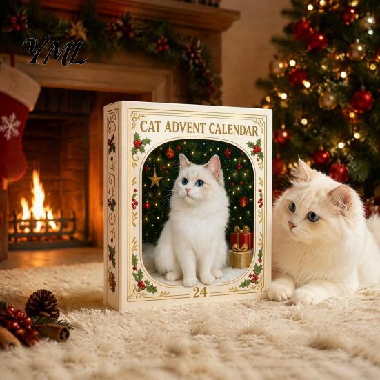 Family Fun Christmas Activity Cat Dachshund Advent Calendar, 24-Day Countdown Acrylic Ornament for Tree Hanging Supplies Decoration Cute Cat/Dachshund