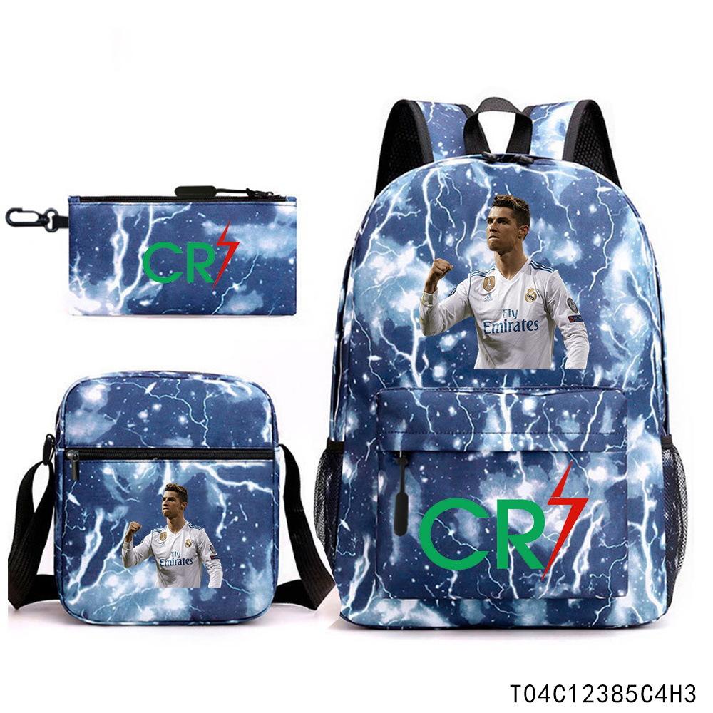 Luo Qixing Three-Piece Schoolbag, Male And Female Students Leisure Bag, Printed Large-Capacity Outdoor Backpack