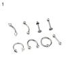 8Pcs Mixed Style Lip Tongue Eyebrow Nose Ring Barbell Body Piercing Jewelry
