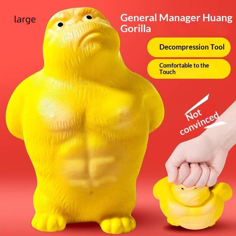 Yellow Squishy Gorilla Stress Relief Toy Soft Touch Slow Rebound For Office Home Decor Daily Play