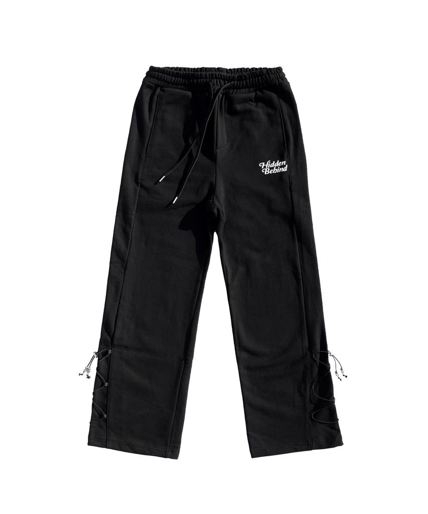HIDDEN BEHIND 3-Panel Side String Pants (Black)