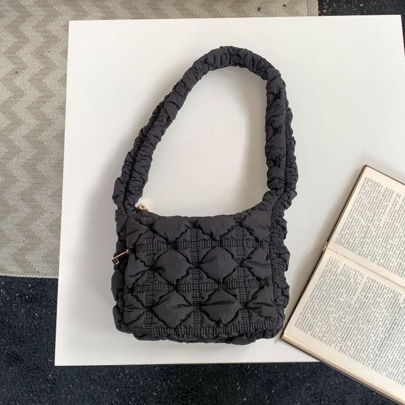 Rhombus Bubble Cloud Bag Women's Autumn and Winter New Nylon Cotton Bag Niche Solid Color Women's Shoulder Bag