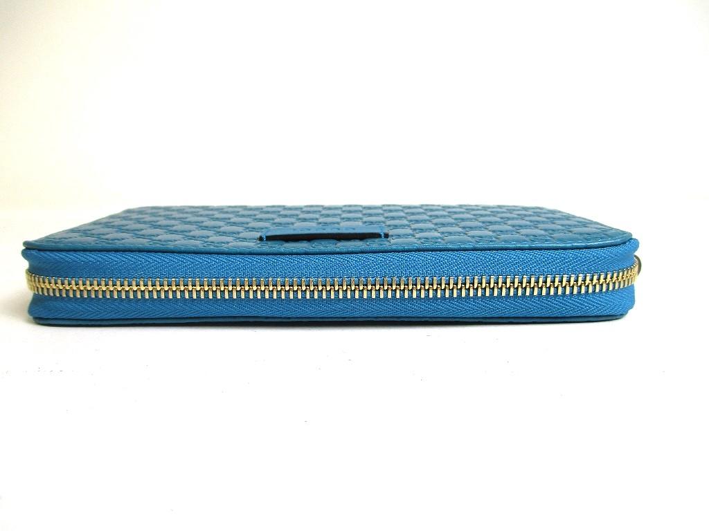 Authentic GUCCI Micro Guccissima Turquoise Leather Round Zip Long Wallet #a349  Refurbished