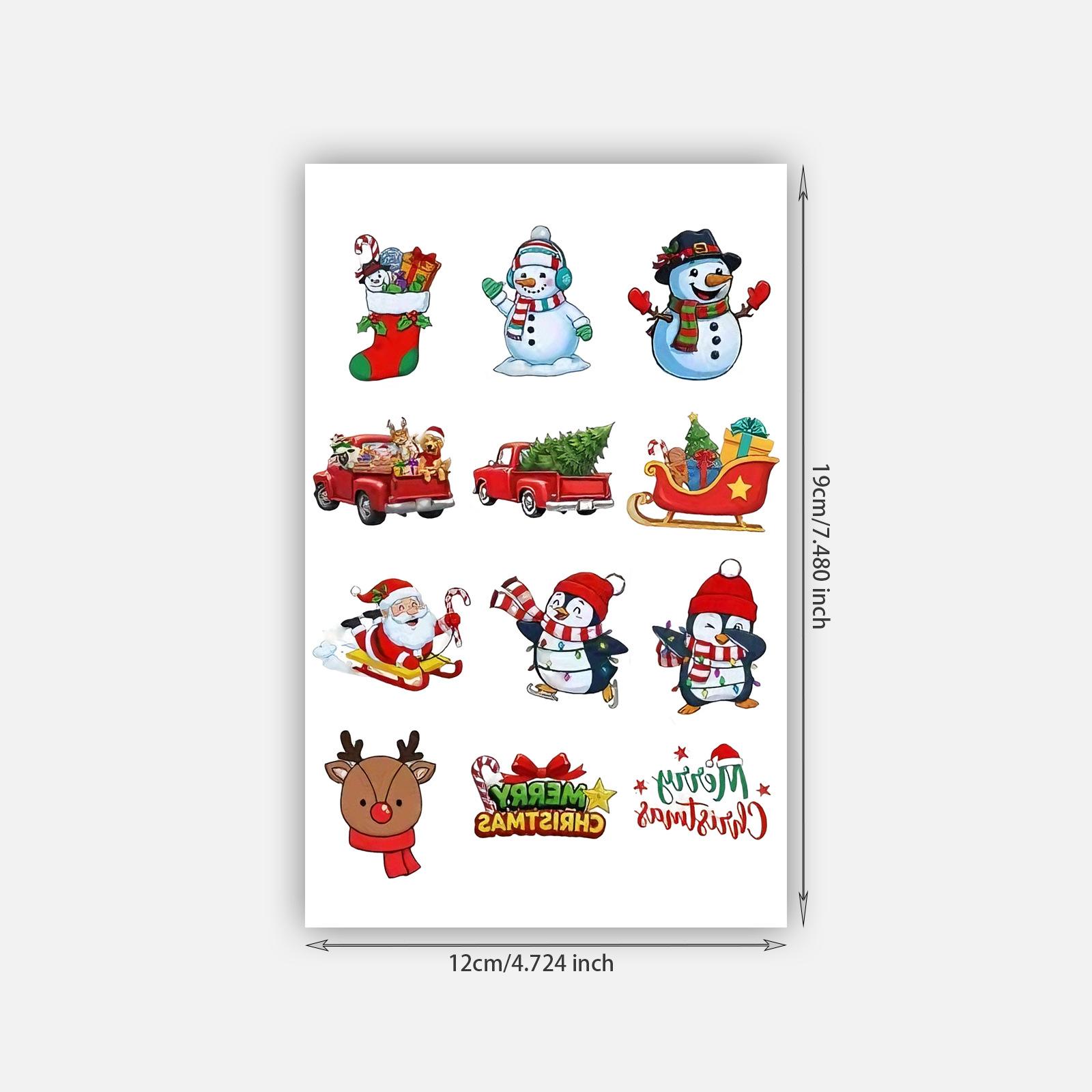 

Tattoo Stickers Waterproof Female Lasting Cute Santa Snowman Christmas Tattoo Stickers Tattoo Stickers 12*19