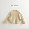 Unisex Earth Tones Ribbed Semi-High Neck Stretch Sweater for Kids – Slim Fit Korean Style Knit T-Shirt