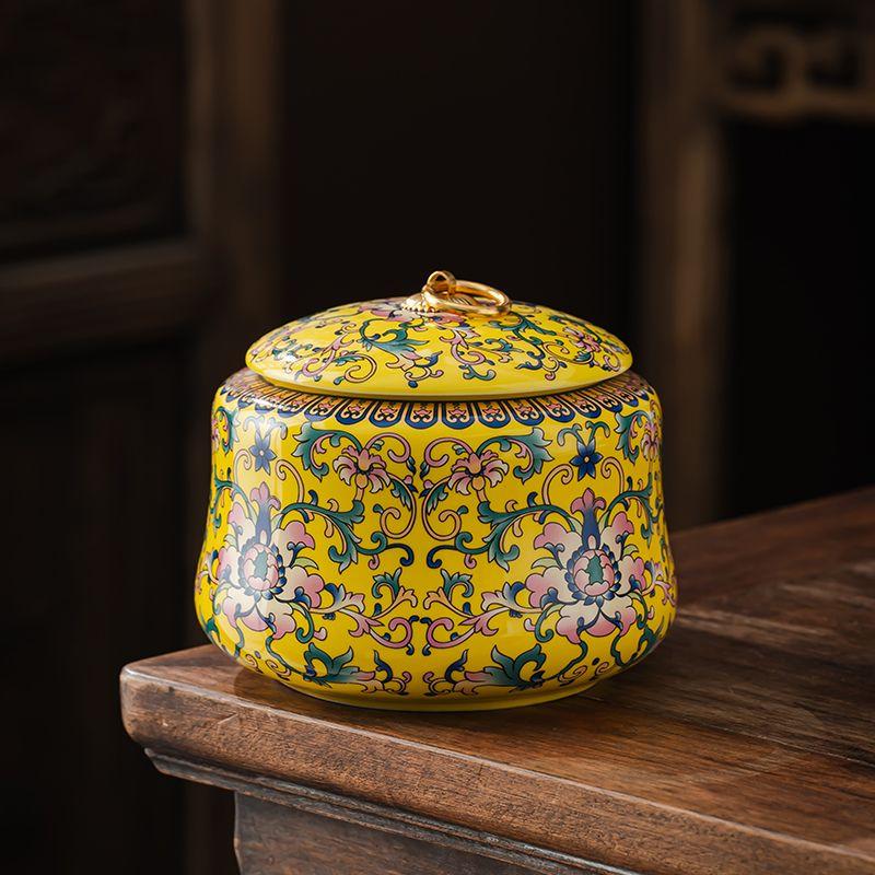 Creative Ink Landscape Pattern Ceramic Tea Caddy with Lid Sealed Moisture-proof Storage Jar Countertop Crafts Decoration Jar