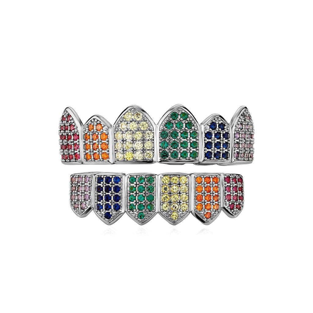WISH Micro Inlaid Gold Teeth Set Sharp Teeth Vampire Teeth Hip Hop Accessories Teeth Set Factory