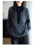 Women's Stand Collar Wool Sweater - Long Sleeve, Loose Fit, Versatile Knit Pullover for Autumn/Winter