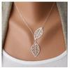 Tone Leaf Necklace with Hollow Double Leaf Pendant, Women's Jewelry