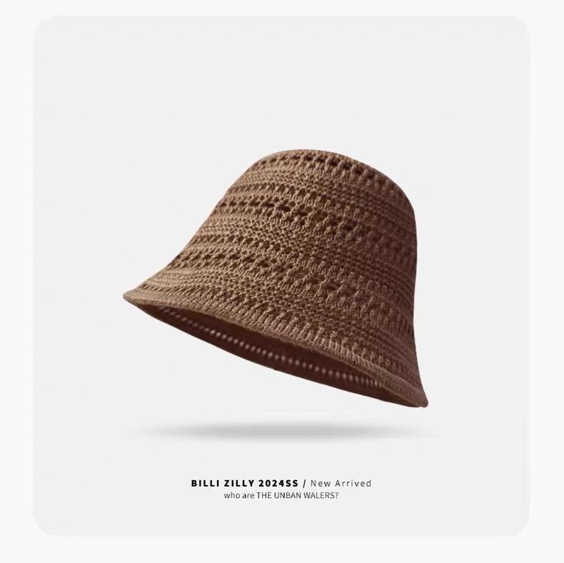 

1pc Summer Hollow Knitted Sun Protection For Women s,Outdoor Casual Versatile Sunshad Panama Hat Versatile Small Fresh Beach Cap коричневый