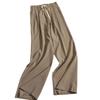Plus Size Coffee Ice Silk Suit Pants - Women's Summer Elastic Waist Chiffon Wide Leg Petite Pants
