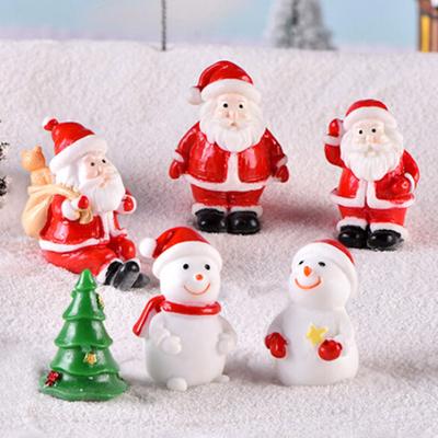 Resin Mini Christmas Snowman Santa Claus Tree Fairy Figurine DIY Garden
